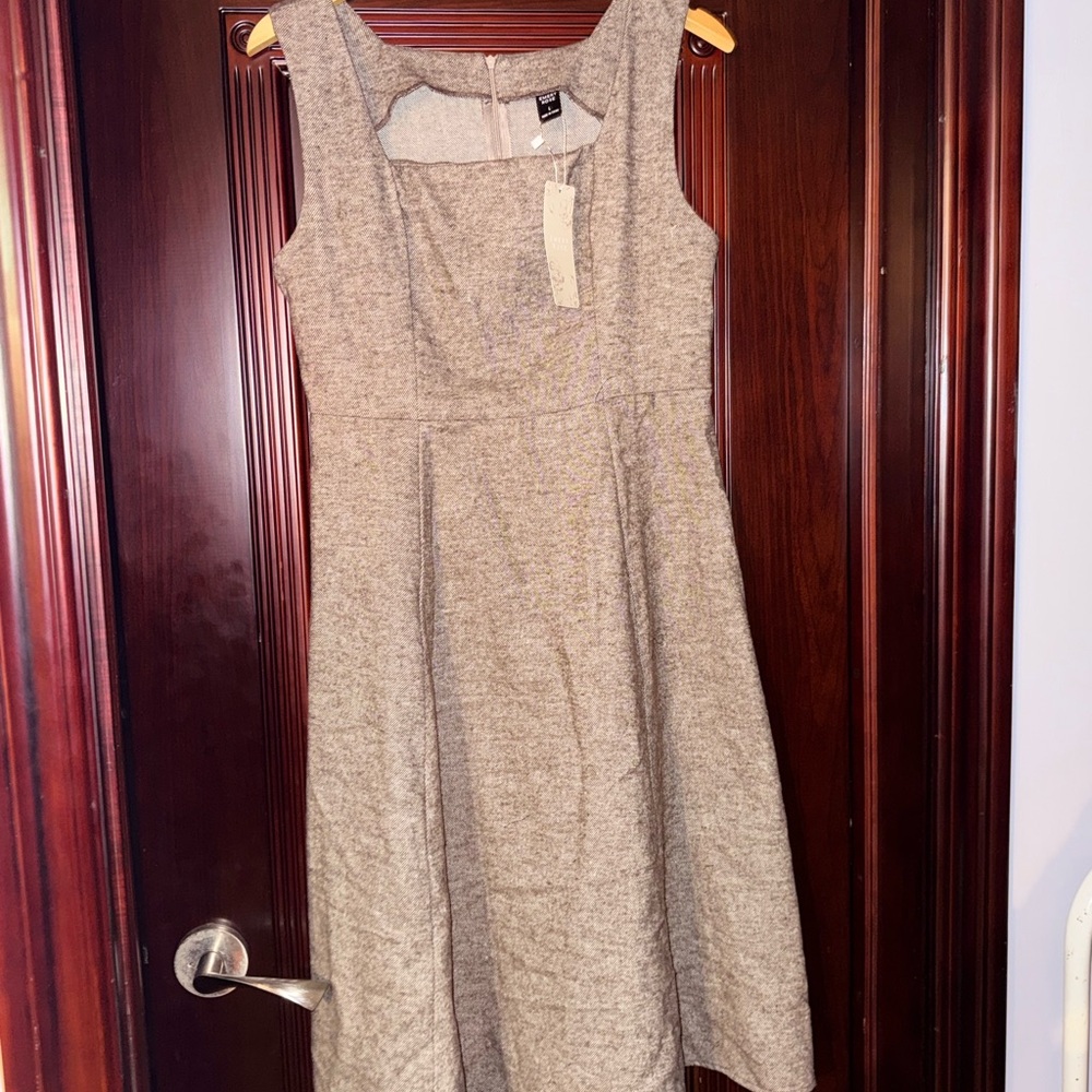 SHEIN Taupe Sleeveless A-Line Midi Dress